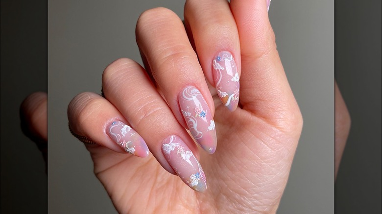 Romantic artistic rose nails