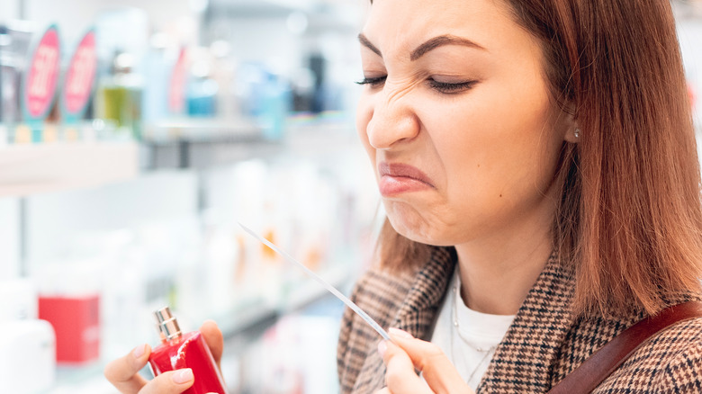 woman crinkling her nose