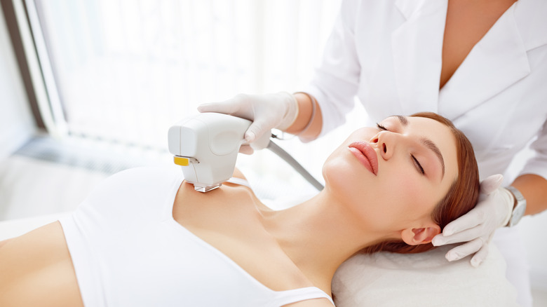 A woman getting laser treatment 