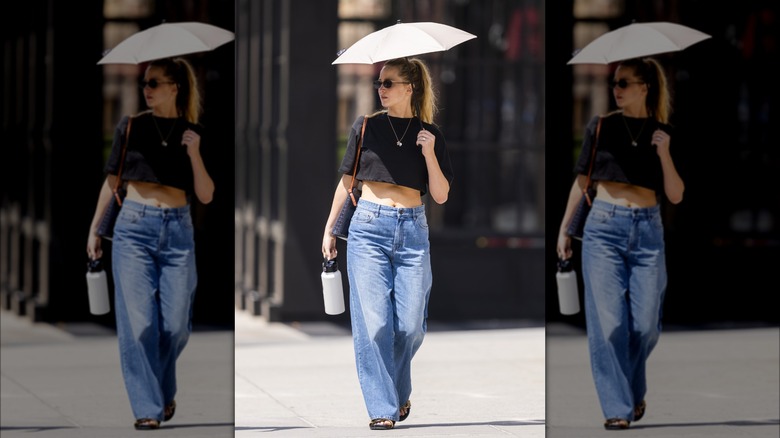 Jennifer Lawrence in wide-leg jeans