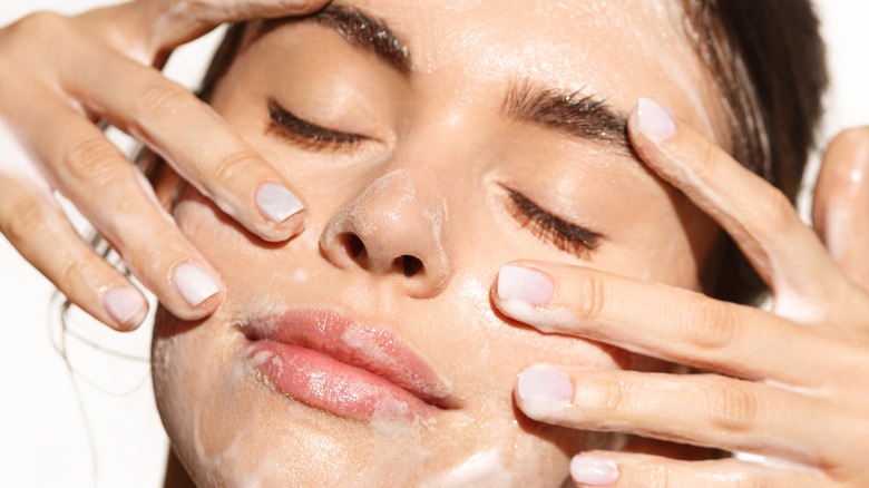 woman with gel on face