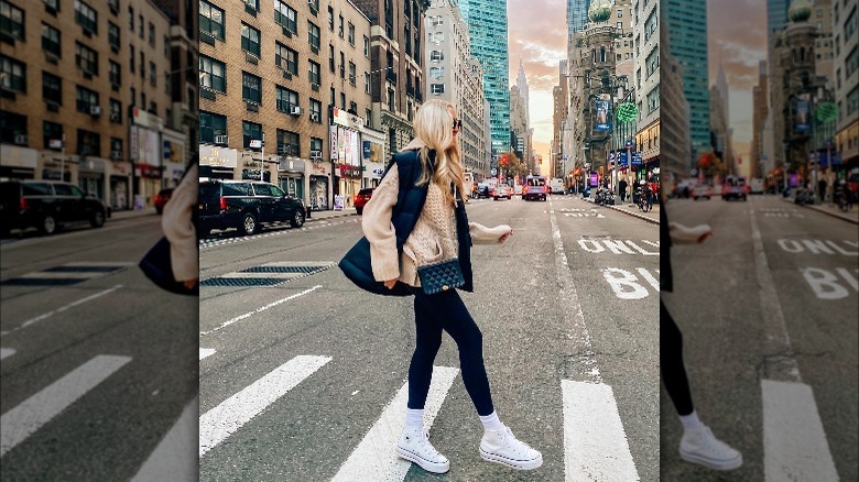 Girl wearing platform converse