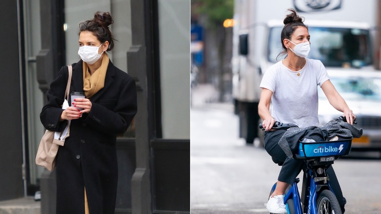 Katie Holmes with messy bun