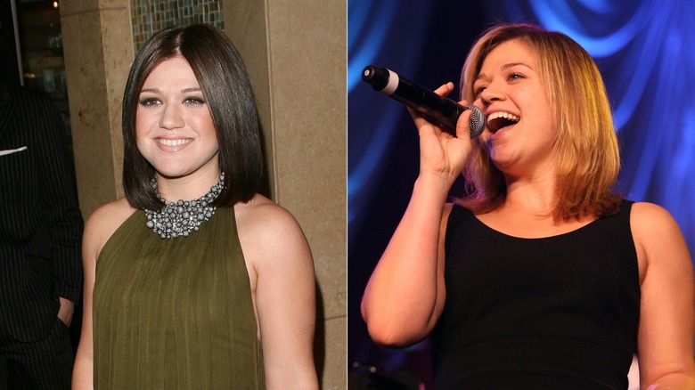 Kelly Clarkson brunette blond lob