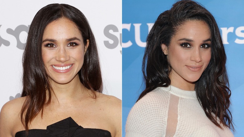 Meghan Markle with middle and side part