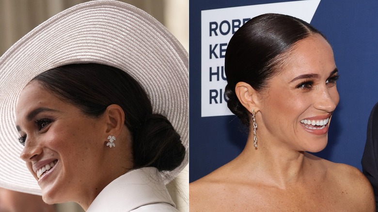 Meghan Markle with low buns