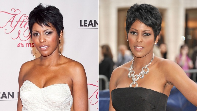 Tamron Hall with a long pixie haircut