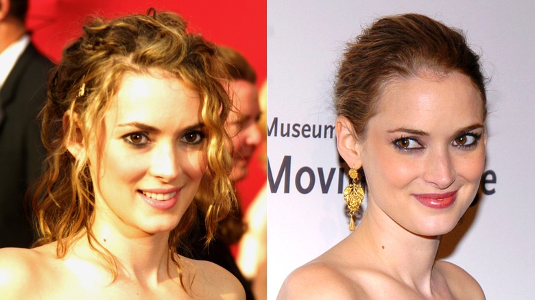 Winona Ryder in 2001 and 2004