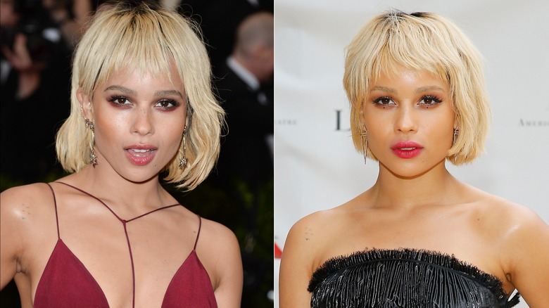 Zoë Kravitz with blond bob hair