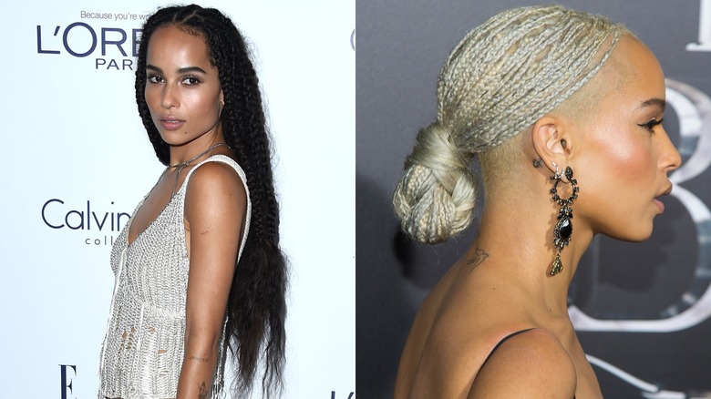 Zoë Kravitz with braided hairstyles