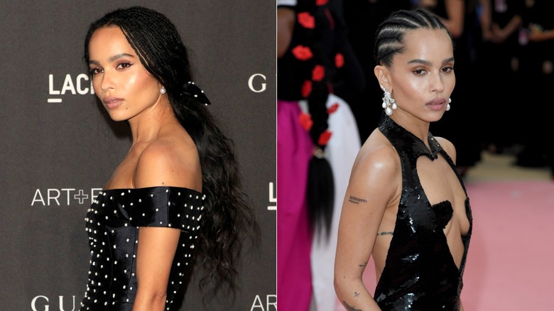 Zoë Kravitz with braided hairstyles