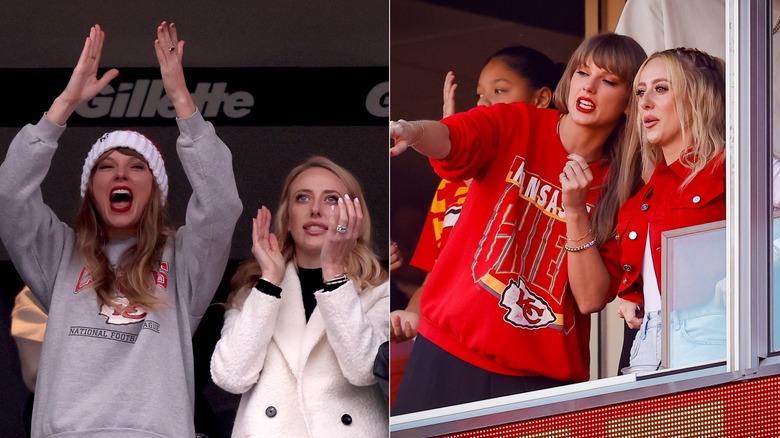 Brittany Mahomes cheers with Taylor Swift