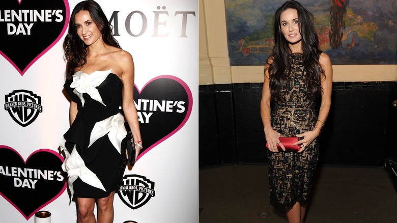 Demi Moore wearing statement dresses in the early 2010s.