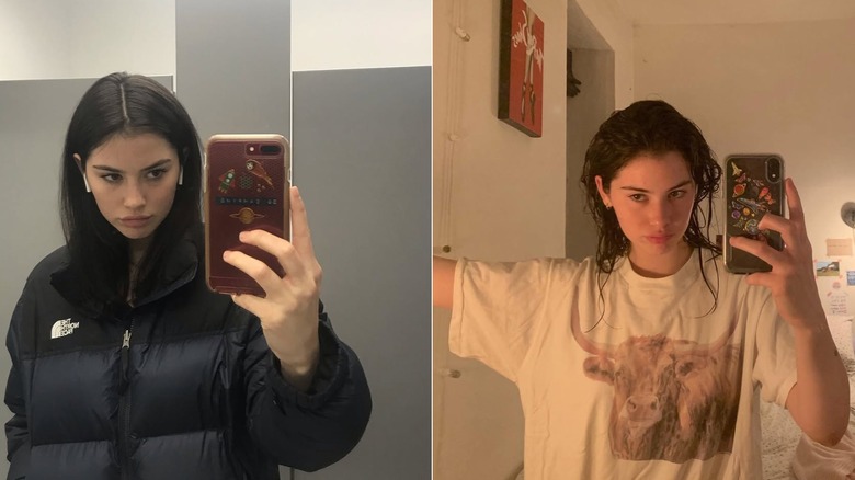 Gracie Abrams posing for mirror selfies in 2019