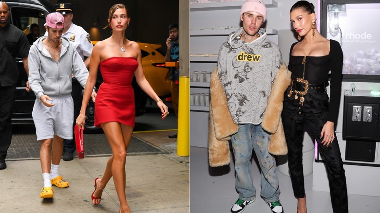 The Biebers in mismatched style