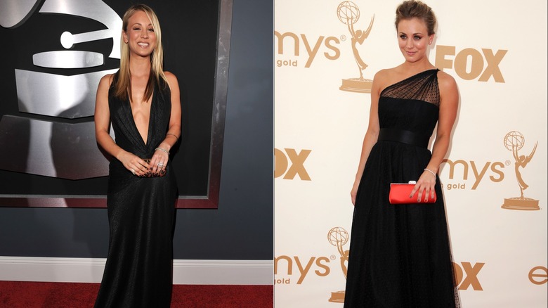 Kaley Cuoco in black gowns