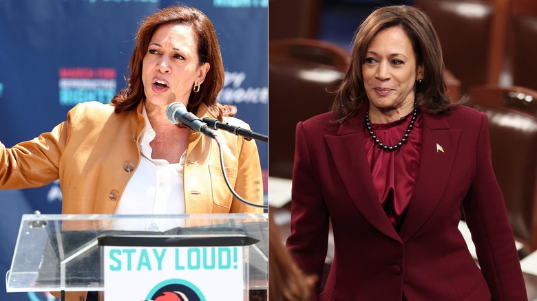 Kamala Harris wearing bold outerwear