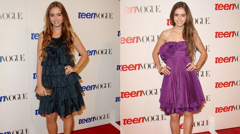 Lily Collins wearing teen style