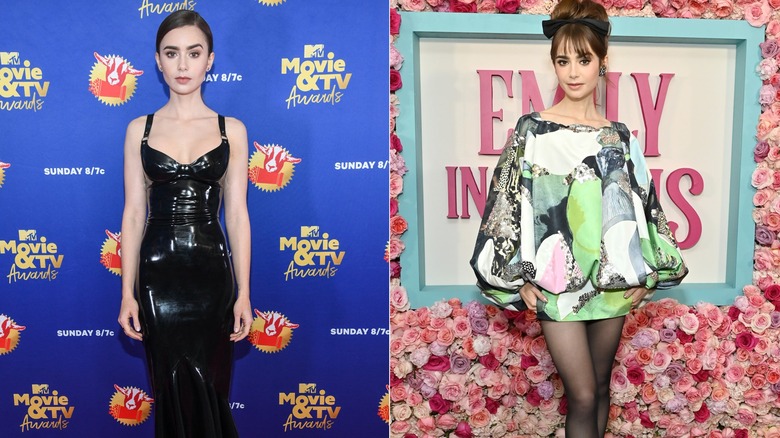 Lily Collins wearing funky fashion