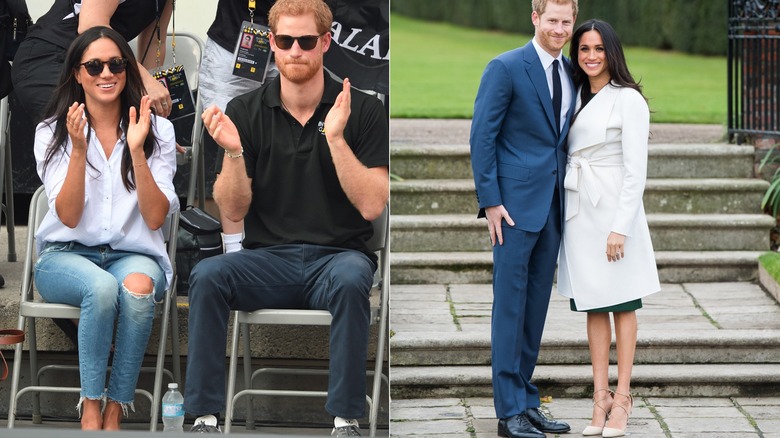 Prince Harry and Meghan Markle split image