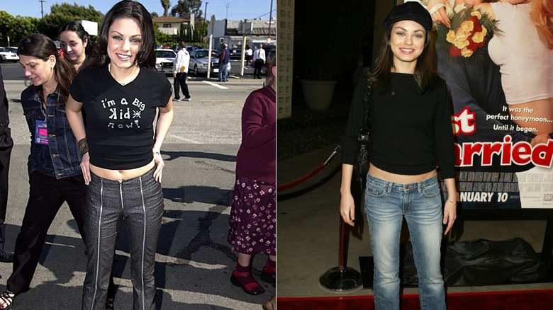 Mila Kunis wearing low-rise jeans