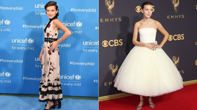 Young Millie Bobby Brown walking red carpets.