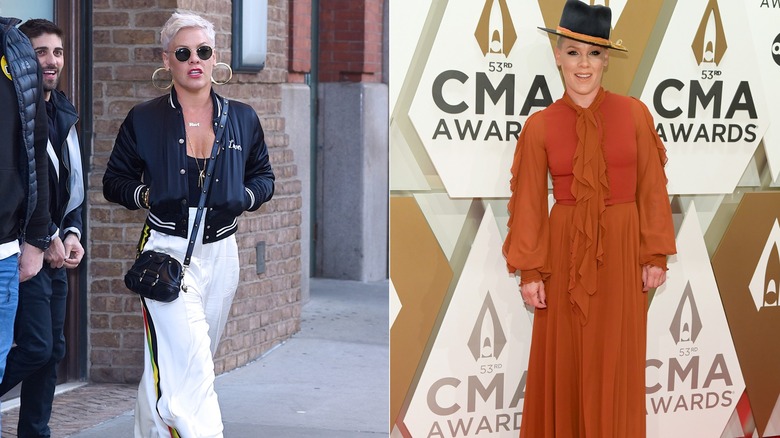 Singer Pink rocking bohemian looks