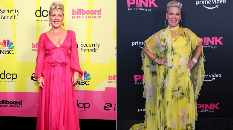 Singer Pink wearing bold colors