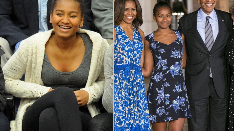 Sasha Obama in blue dress