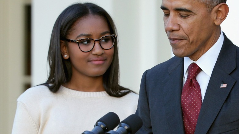 Sasha Obama in glasses