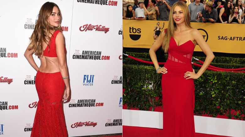 Sofía Vergara wearing red to industry events in 2015.