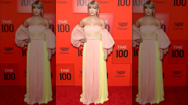 Taylor Swift in a pastel dress