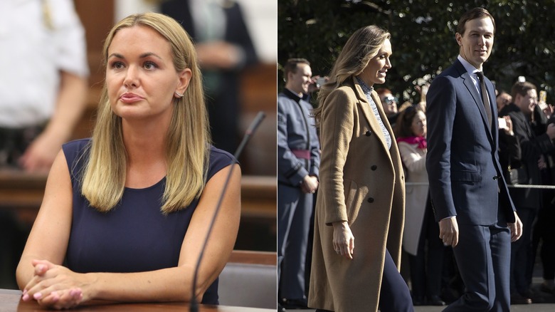 Vanessa Trump sitting in court during her divorce, and walking outside court