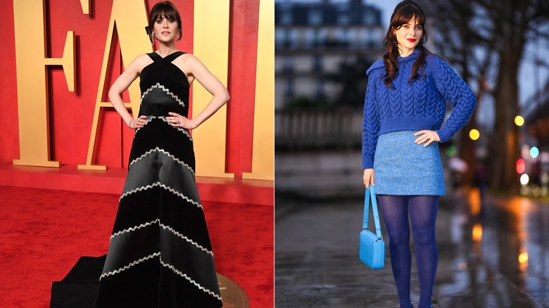 Zooey Deschanel exploring fashion in 2024.