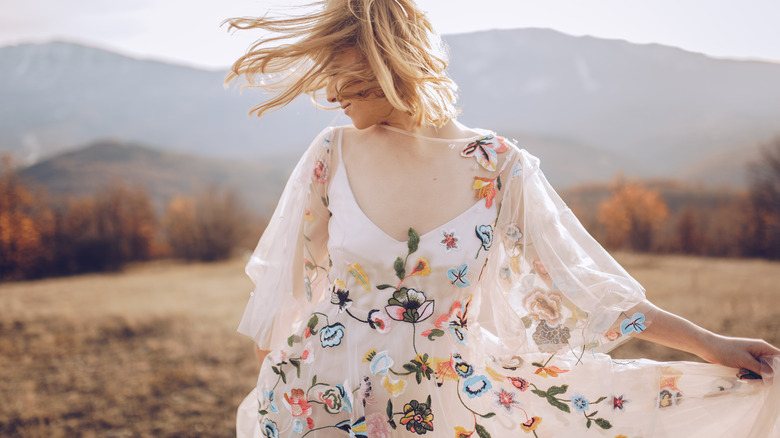 woman in floral dress