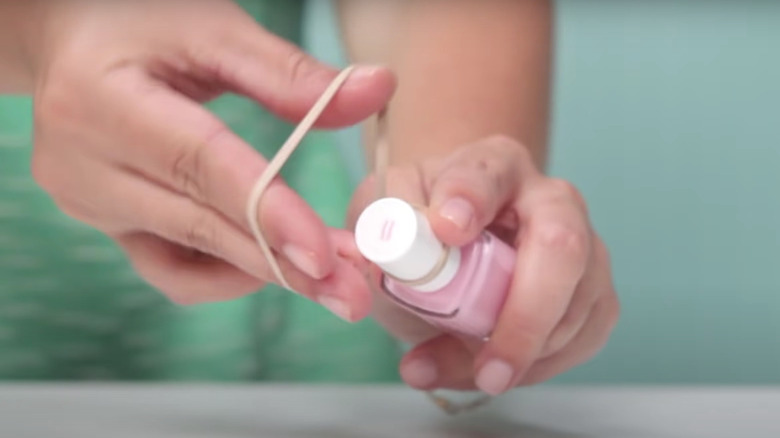 rubber band around nail polish