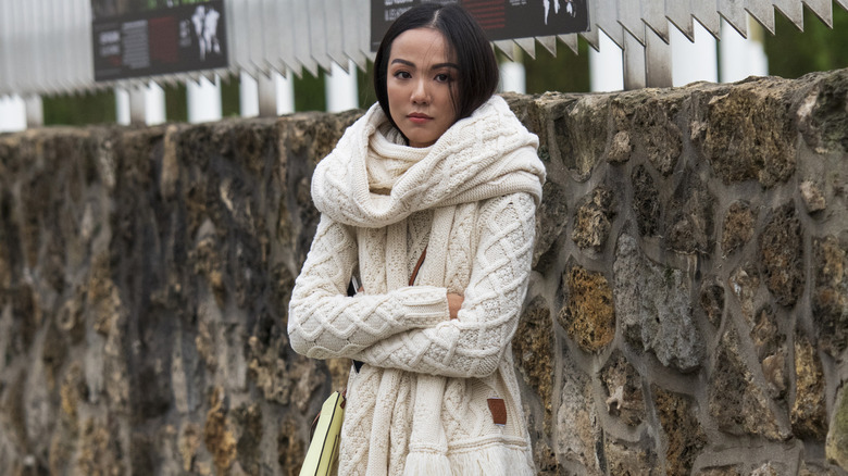 Sweater dress with scarf 