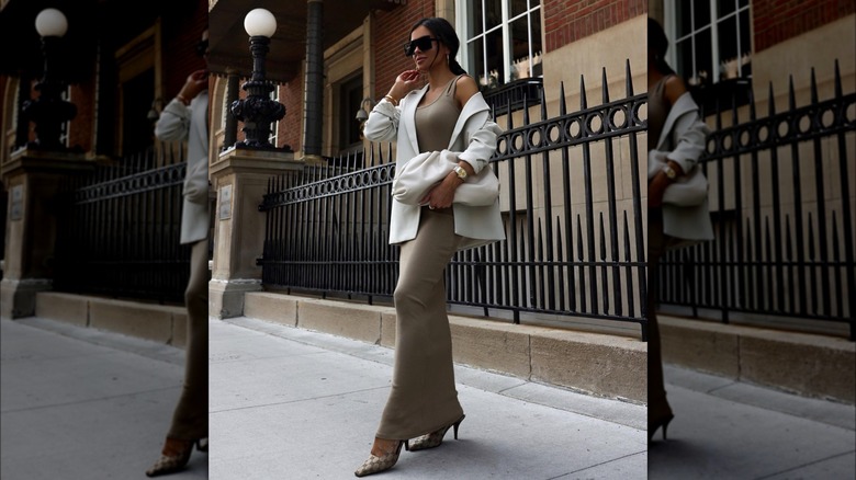 woman posing on street