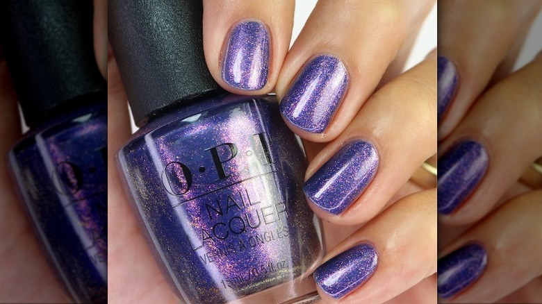 Metallic purple nail polish