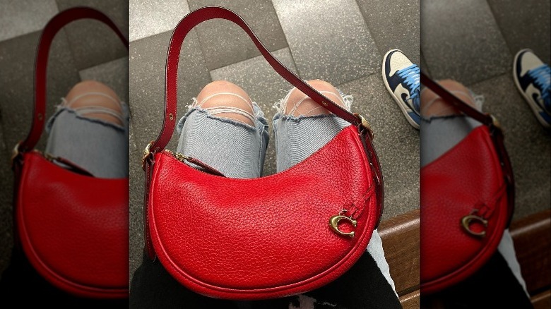 Red leather luna handbag