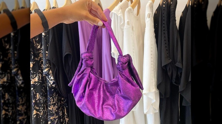 Iridescent purple luna handbag