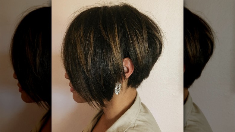 woman with Straight bixie cut