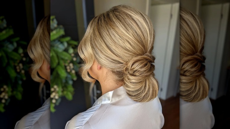 Blond looped bun