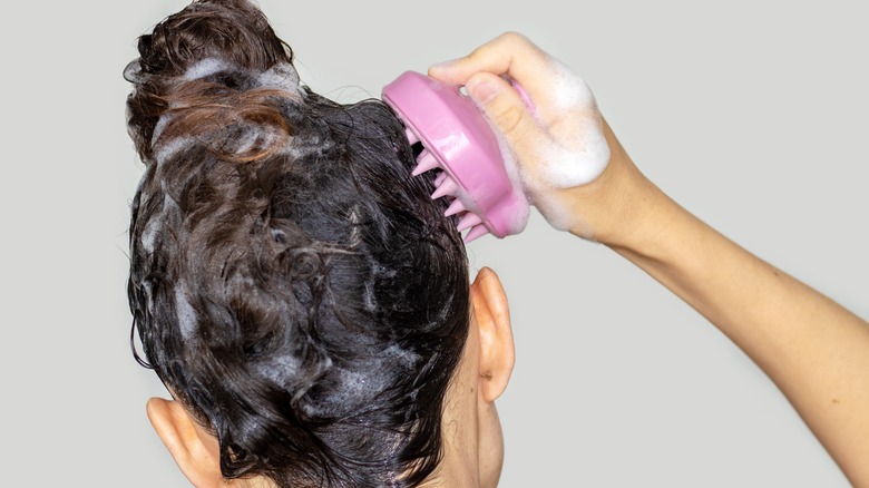 woman washing her hair