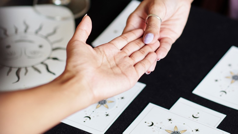 woman having palm read