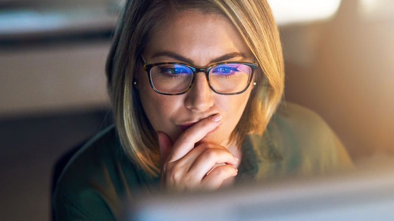 woman focused on work