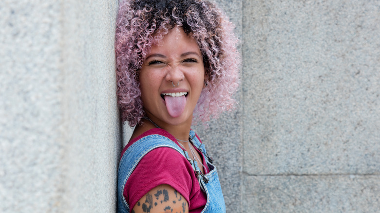 Punk woman with septum piercing