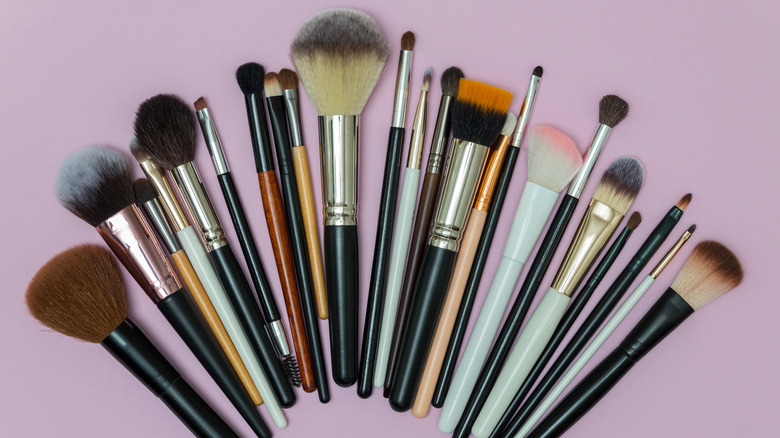 selection of makeup brushes