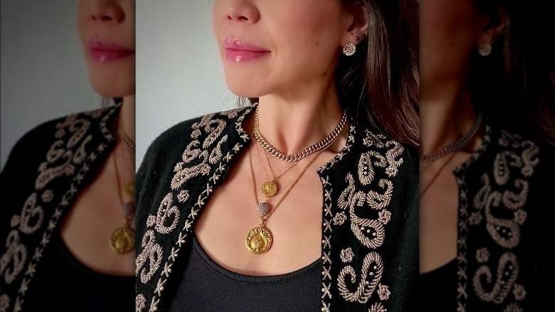 Woman wearing mixed-metal jewelry