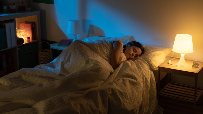 woman sleeping in bed